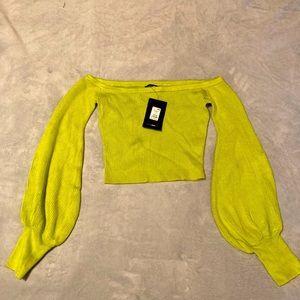 NEW! Fashion Nova lime green cropped sweater size medium